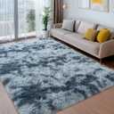 Soft Shag Rugs for Bedroom, 4x6 Tie-dye Blue Grey Fuzzy Rugs for Living Room, Fluffy Shaggy Plush Carpet Girls Kids Room Dorm Upgrade Non-Slip