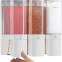 Shampoo and Conditioner Dispenser 3 Chamber No Drill Shampoo Dispenser for Shower Wall Mounted Shower Soap Dispenser 3 * 500ml Refillable Shower Dispenser for Bathroom Hotel (Cream White 3 Chamber)