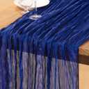 DeZerlor Royal Blue Cheesecloth Table Runner 6 Pack Summer Table Runnerss Boho Gauze 120 Inches Cheese Cloth Table Decor for Wedding Bridal Baby Shower Parties