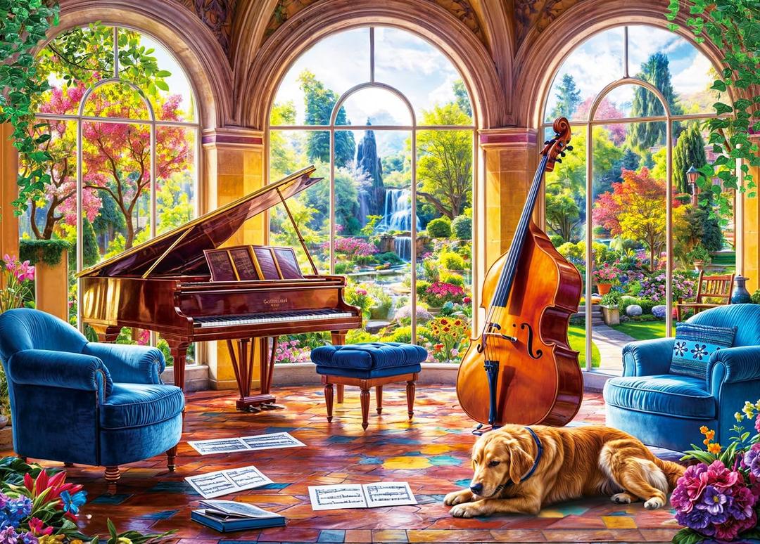 Jigsaw Puzzles for Adults 1000 Piece Puzzle for Adults 1000 Pieces Puzzle 1000 Pieces-Scenic Beauty and Cozy Music Room