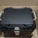 Motorcycle Top Case 45L Trunk Tail Box Bag Aluminum alloy handle with Leather Lining Anti-Theft with Lock & Back Cushion Waterproof Dustproof Easy Installation with Universal Bracket Black