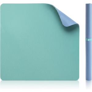 Drydiet Vegan Leather Mahjong Game Mat 31.5 x 31.5 Inch Reversible Anti Slip Noise Reducing Waterproof Mahjong Mat for Table, Poker, Board Games, Dominoes and Card Game(Mint Green and Dusty Blue)