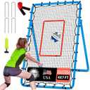 6-Angle Adjustable Volleyball Rebounder Net 7x4 ft with PU Volleyball and Stakes - Bounce Back Training Equipment for Practicing Volleying, Bumping, Spiking, Easy Set Up & Steady for Multi Sports