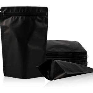 100 Pack Stand up Bags, Resealable Bags, Smell Proof Bags for Sealing Storage, Scratch Resistant Hand Storage Bags. (Black, 3.95.9 inch)