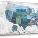 Map of The United States Wall Decor Map Canvas Wall Art for Wall Decoration Wood Background USA Canvas Prints for Bedroom Office Kitchen Home Wall Decor Framed Artwork Ready to Hang24"x48"