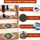 OJIA Non-Slip Carpet Stair Treads for Wooden Steps Set of 15, 30''X8'' Indoor Runner Resistant Rugs Rubber Safety Mats for Dogs, Kids & Elders, Stairway Grip