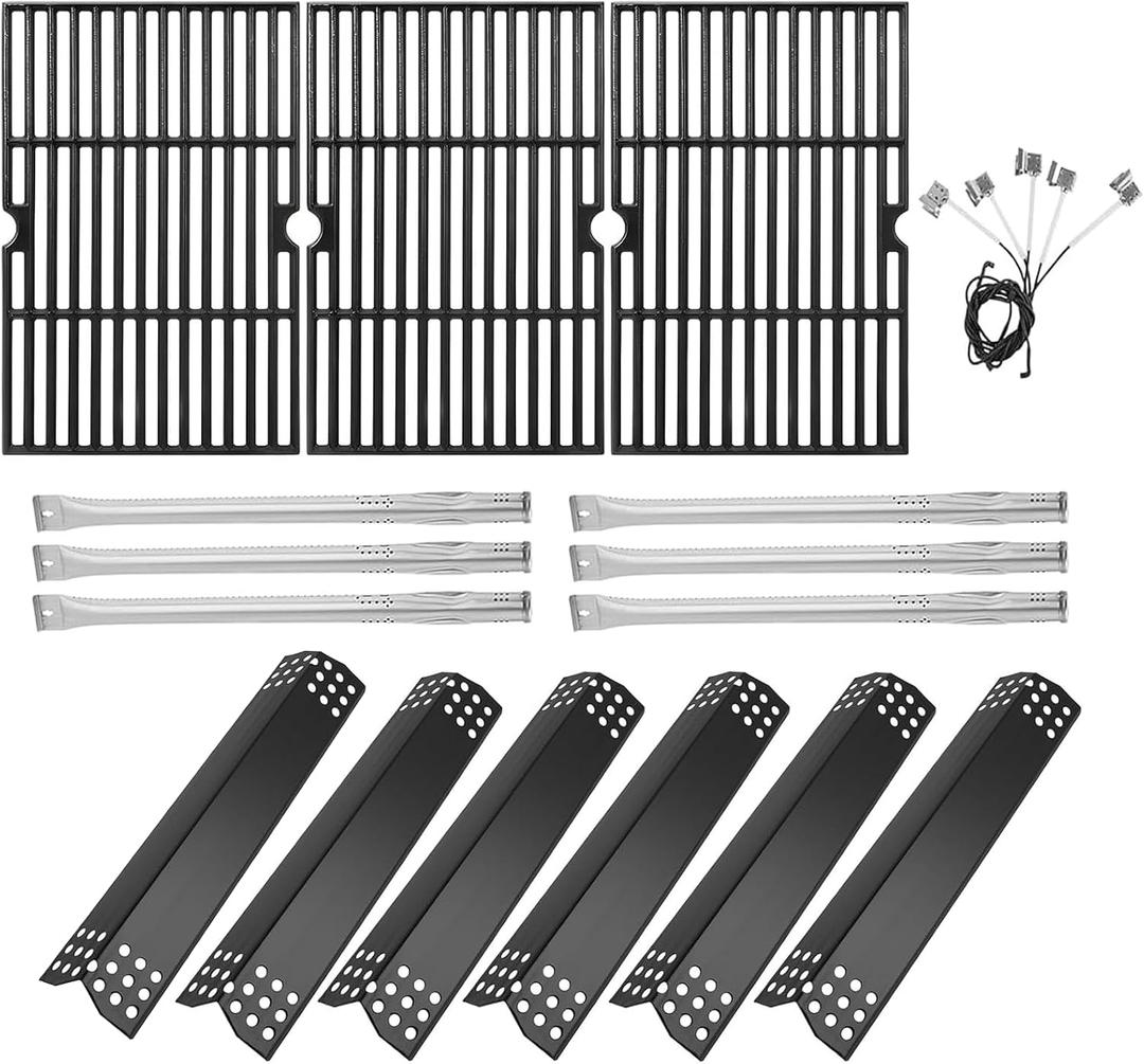 Replacement Part Kit for Nexgrill Deluxe 6 Burner 720-0896B 720-0898 720-0896E 720-0896X 720-0896C 730-0898 720-0898A Heat Plates Grill Burners Flame Tamers and 3 Pack Cooking Grates for Nexgrill