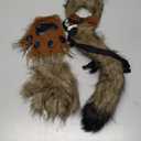 Faux Fur Wolf Ears Headband Fox Tail and Paw Gloves Set Cosplay Halloween Costume Accessories