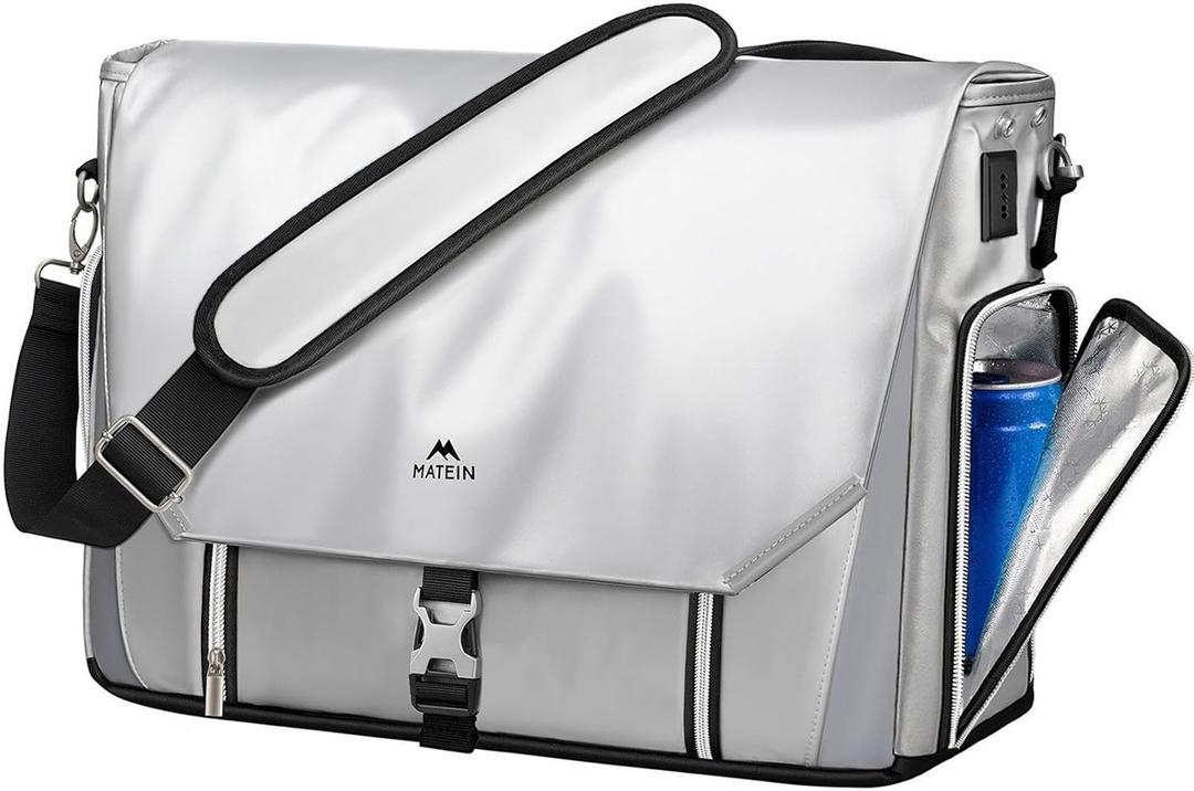 MATEIN Messenger Bag with Lunch Compartment, Large 17 inch Gaming Laptop Bag Crossbody Satchel with USB Port & Cooler, Waterproof Computer Briefcase Shoulder for College Commuting Work
