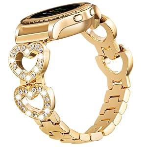 SHGM Compatible for Samsung Galaxy Watch 7 FE 6 5 40mm 44mm/ Galaxy Watch 5 Pro 45mm Band Galaxy Watch 4 40mm 44mm/ Active 2 40mm 44mm Bands, 20mm Women Jewelry Bling Metal Replacement Strap for Watch 4 Classic 42mm 46mm (Gold)