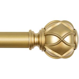 KAMANINA Gold Curtain Rod 72 to 144 Inch (6-12 Feet), Telescoping Single Drapery Rods, 7/8 Inch Heavy Duty Curtain Rods for Windows 66 to 144 Inches, Netted Texture Finials