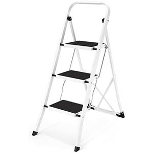 Soctone Step Ladder 3 Step Folding with Anti-Slip Pedal, Lightweight 3 Step Ladder with Handrails, 330 lbs Capacity Perfect for Kitchen & Household, White Soctone Step Ladder 3 Step Folding with Anti-Slip Pedal, Lightweight 3 Step Ladder with Handrails, 330 lbs Capacity Perfect for Kitchen & Household, White