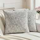 FUTEI Pack of 2 Chenille Tweed Vintage Throw Pillow Covers 18x18 Inch Soft Decorative Cushion Case Modern Farmhouse Accent for Couch Bed Living Room, Black