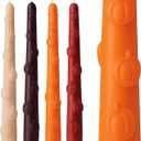 Nuanchu 4 Pcs Fall Taper Candles 3D Pumpkin Pillar Candles 10 Inch Orange Brown Red White Long Candlesticks Unscented, Smokeless, Dripless for Autumn Thanksgiving Birthday Dinner Party Home Decor