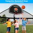 Trampoline Basketball Hoop, Fits Diameter 25mm - 32mm Straight & Curved Pole Basketball Hoop for Trampoline, Universal Trampoline Basketball Hoop Attachment with Ball, Pump and Protective Net.