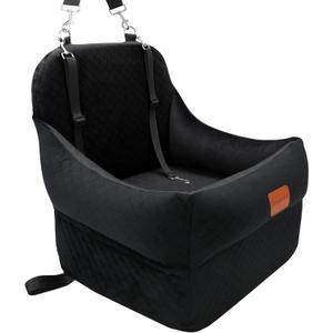 Dog Car Seat-Dog Booster Car Seat with 7''Interior Height, Pet Travel Car Seat with 2 Safety Leashes, Car Dog Seat Restraint Small/Medium Dog up to 35 lbs, Detachable Washable, Easy to Install(H-Black)