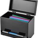 2Fold Stainless Steel Straw Dispenser - Drinking Straw Holder For Bulk Unwrapped Paper and Disposable Plastic Straws - Includes Custom Label Stickers (Black)