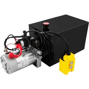 Hydraulic Pump 15 Quart Double Acting Dump Trailer Hydraulic Pump DC 12V, Hydraulic Power Unit Metal Reservoir Horizontal Mount for Dump Truck Car Lifting Remotely Controlled
