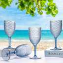 12Pcs Blue Plastic Wine Glasses 13.5oz Reusable Acrylic Wedding Goblets Toasting Glassware Unbreakable Wine Cups with Long Stem Crystal Drinking Glasses Champagne Flutes for Bar Restaurants Party