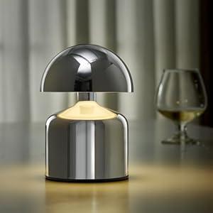 SAIWEYA Modern Cordless Mushroom Small Table Lamp Touch LED Lamps, 3-Way Dimmable Bedside Nightstand Lamp Mini Rechargeable Night Light for Bedroom, Living Room