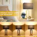 22'' Black&Gold Lamps for Bedrooms Set of 2, Touch Control Table Lamps with USB Ports, 3-Way Dimmable Bedside Nightstand Lamps, Modern Table Lamps for Living Room End Table,