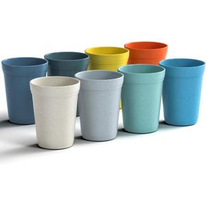Homestockplus 12Oz Wheat Straw Cups, Set of 8 Reusable Plastic Cups for Kitchen, Home, Office, and Outdoor Use Dishwasher and Microwave Safe EcoFriendly and Unbreakable Drinking Cups, 8 x 12 OZ