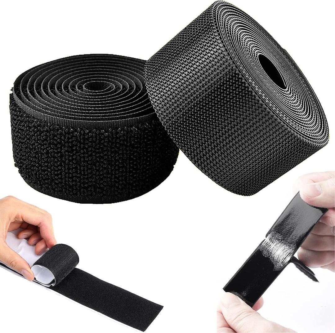 2 Inch Wide Heavy Duty Hook and Loop Tape Roll 16.4 Ft, Self Adhesive Strips with Strong Sticky Back, Removable Fastener for Wall Mounting, Home Organization, Car, No Residue