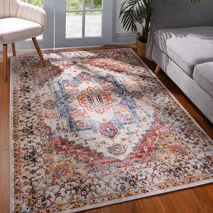 Softlife Oriental Traditional Area Rug for Living Room Durable Washable Persian Carpet Non Slip Boho Rugs for Bedroom, 5x8, Orange