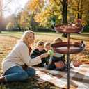 Bird Bath for Outside, Double 46In Metal Birdbaths for Outdoors,Bird Bath Feeder Bowls for Garden Patio Yard Decor, Upgraded 5-Pronged Metal Stake