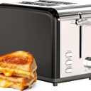 YSSOA 2-Slice Stainless Steel Toaster, 6 Browning Setting and 3 Function, Extra Wide Slot & Removable Crumb Tray, for Bread & Waffle, Black