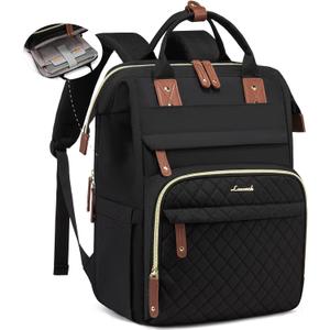 LOVEVOOK Laptop Backpack for Women, 15.6'' Waterproof Nurse Bag Teacher Work Backpack Purse for Women, Travel Computer Backpack for College Office Business Ladies (Black)