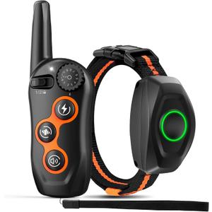 Dog Training Collar, IPX7 Waterproof Dog Shock Collar with Remote Control Range 1300ft, 3 Training Modes, Beep, Shock, Vibration, Rechargeable Shock Collar for Large Medium Small Dogs