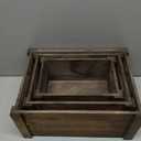 Large Vintage Brown Wooden Crates For Storage,Nesting Handmade Solid Wood Vintage Black Wood Storage Boxes.Storage Crates For Organizing.