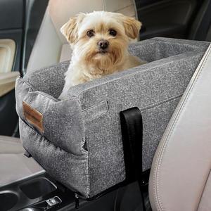 Dog Console Car Seat for Small Dogs, Center Console Pet Car Seat with Safety Tethers and Storage Pockets, Portable and Comfortable Travel Seat, Suitable for Small Pets (Gray)