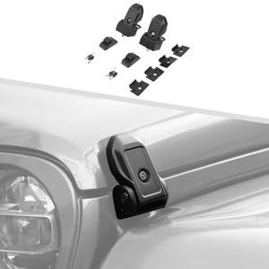 Metal Hood Latches with Keys - Compatible with Jeep Wrangler JK/JKU/JL/JLU/Gladiator/JT (2007-2025), 1 Pair Locking Hood Latch Lock Pin Kit