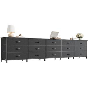 Huuger 94.5 Inch Extra Long Dresser for Bedroom, Large Dresser for Closet
15 Big Fabric Drawer Dresser, TV Stand for 65, 75, 85 Inch TV, Wide Horizontal Chest of Drawer with Storage, Black