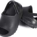 bolukets Toddler Little Kids Slides Sandals, Summer Slip On Lightweight Slippers for Boys and Girls, Beach Pool Anti-Slip Water Shoes Indoor Outdoor Sandals (Black)