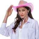 HSCTEK Light Up Holographic Space Cowboy Cowgirl Hat(Updated EL Wire) (One Size, Pink)