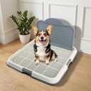 Dog Pee Pad Holder with High Wall, Large Puppy Potty Training Tray with Mesh Grid & Splash Guard, 23.6 x 23.6 Indoor Dog Litter Box, Includes 4 Disposable Pee Pads