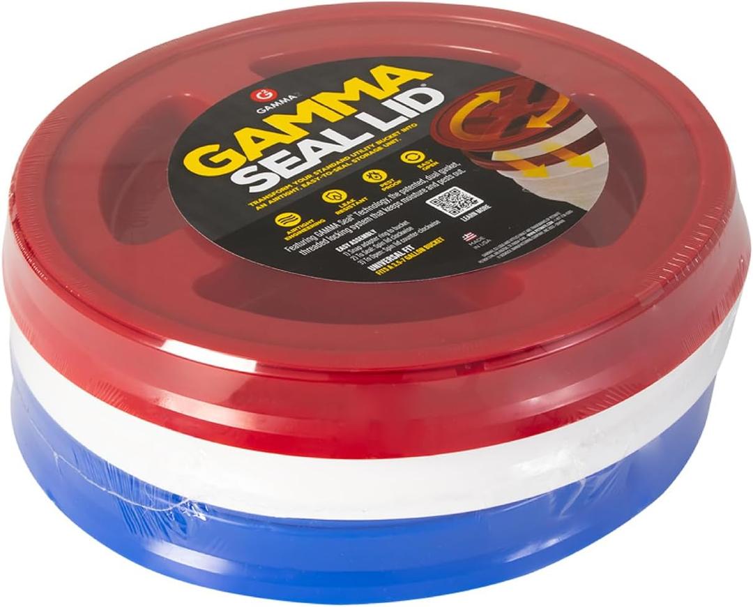 Gamma2 Gamma Seal Lid 3pk Combo for Utility Buckets - Fits 3.5, 5, 6 & 7 gallon buckets, Red, White & Blue, Made in USA (One Size)