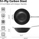13 Inch Carbon Steel Wok Pan - Carbon Steel Clad, Better than Cast Iron - Lightweight, Naturally Nonstick, Non Toxic Cookware, No Coatings - Induction Wok, Oven, Outdoor Grill Cooking