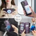 Defencase for iPhone 17 Magnetic Wallet Case Compatible with Magsafe with RFID Blocking Zipper Pocket & Card Holder for Women Men PU Leather Strap Detachable Case for iPhone 17 (6.3 inch), Purple