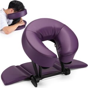 Udefineit Face Down Tabletop Massage Kit, Adjustable Headrest Face Cradle with Hand Rest Pad, Universal Desktop Home Mattress Massage Cradle with Soft Pillow for SPA Chair Bed Office Desk - Purple