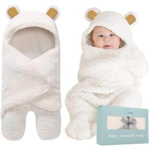 BlueMello Baby Swaddle Blanket | Ultra-Soft Plush Essential for Infants 0-6 Months | Receiving Swaddling Wrap White | Ideal Newborn Registry and Toddler Boy Accessories | Perfect Baby Girl Shower Gift