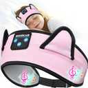 Kids Headphones, Headband for Children Baby & Toddlers, Bluetooth Toddler Headphones Wireless and Wired Playback 3.5 MM Jack for School, Stretchy & Comfy Travel Accessories (Pink)