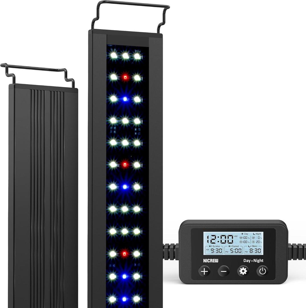 NICREW C10 Plants LED Aquarium Light, 24-30 in, 16 Watts, Full Spectrum Fish Tank Light with Timer, Day and Night Cycle, Brightness Adjustable