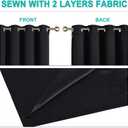 NICETOWN Black 100% Blackout Curtains 45 inches Length, 2 Thick Layers Completely Blackout Window Treatment Thermal Insulated Lined Drapes for Basement Window (1 Pair, 42 inches Width Each Panel)