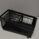 Extra Large Extendable Sponge Holder for Kitchen Sink, Rustproof Sink Caddy Organizer with High Brush Holder, Dish Soap Dispenser Organizers and Storage (Black)