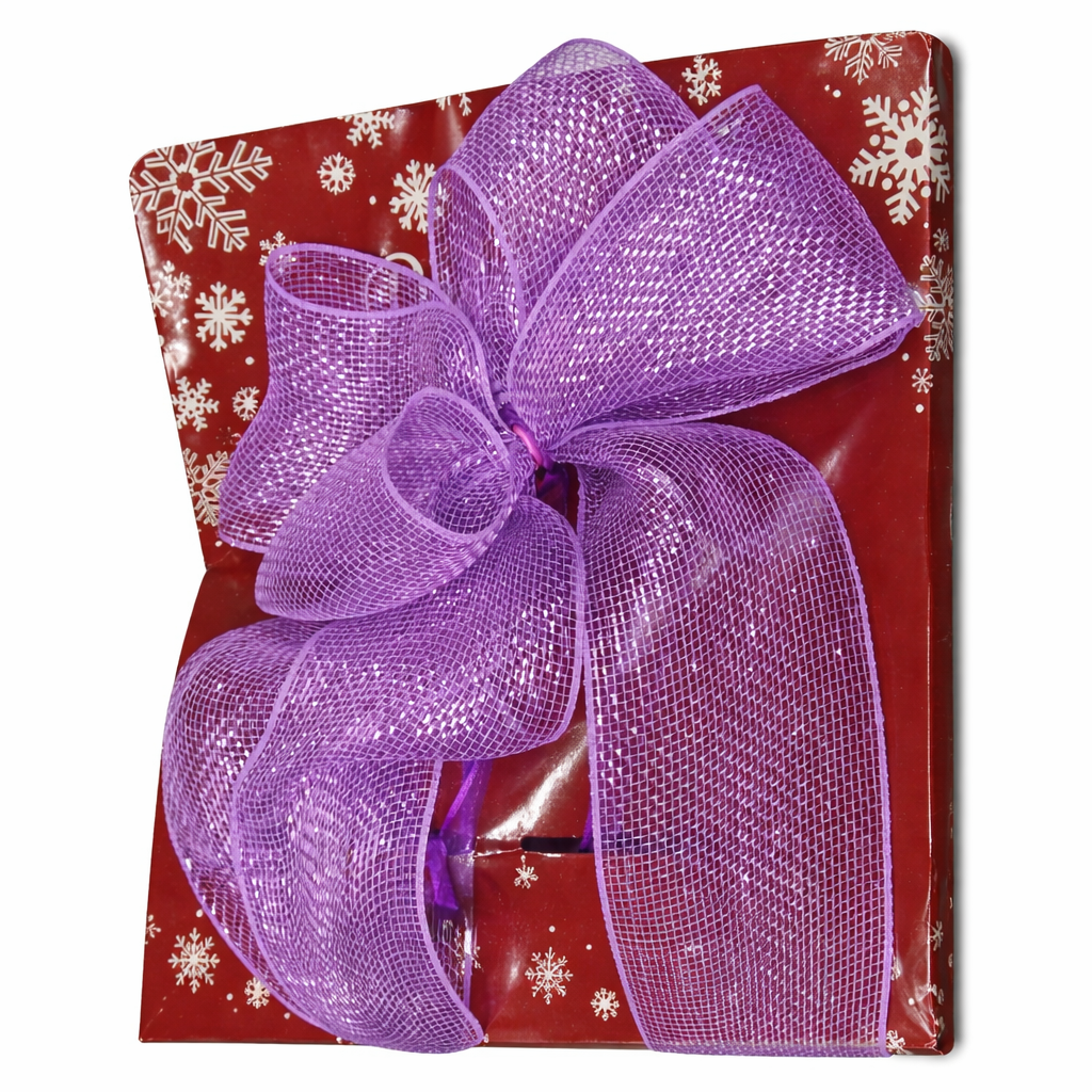 Christmas Tree Topper Bow,48''x 13'' Glitter Satin Large Christmas Wreath Bows Xmas Ornaments with Long Streamer Mesh Wired Edge Ribbon Farmhouse Christmas Decoration, Purple