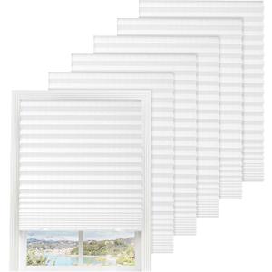 6 Packs Pleated Blackout Blinds, Temporary Blinds for Indoor Windows, Light Filtering Paper Shade, Easy to Cut and Install, 36" W x 72" L, White, Black Out Window Cover with 12 Clips